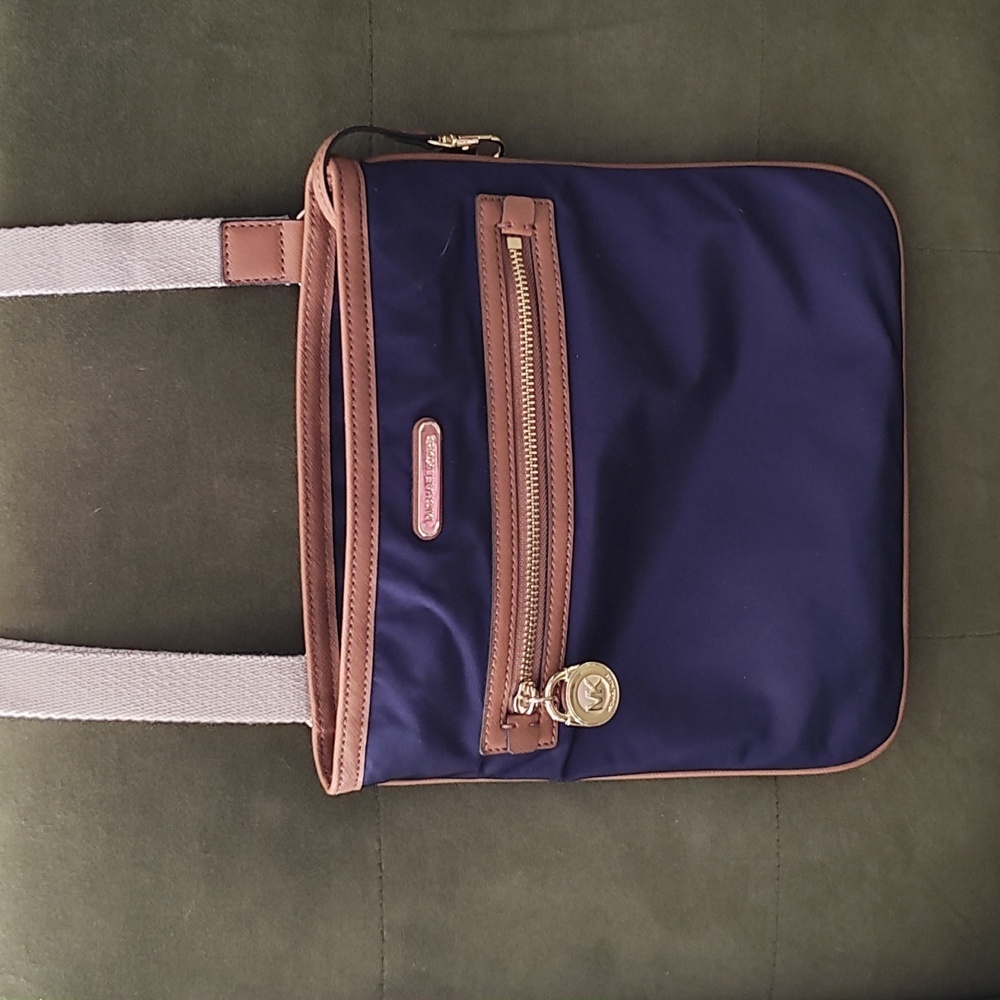 Michael Kors Navy and Tan Crossbody Bag
